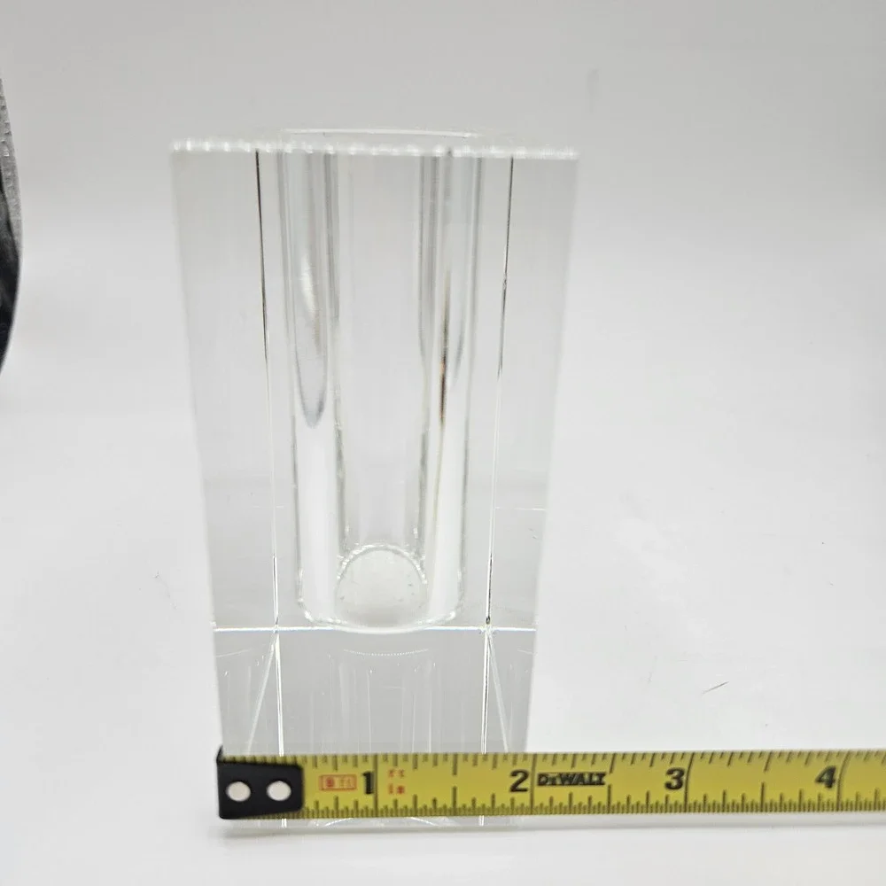 Vintage Modernist Lead Crystal Bud Vase, Square Block Minimalist